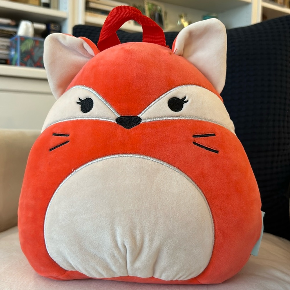 Pink squishmallow fox backpack